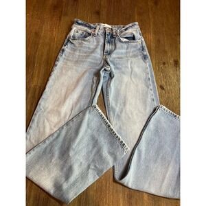 Zara Wide Leg High Waisted  Light Wash Jeans Size 0 EUR 32 Full Length Denim